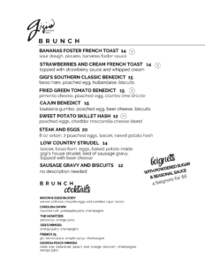 Gigi's Brunch Menu