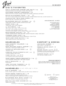 Gigi's Dinner Menu