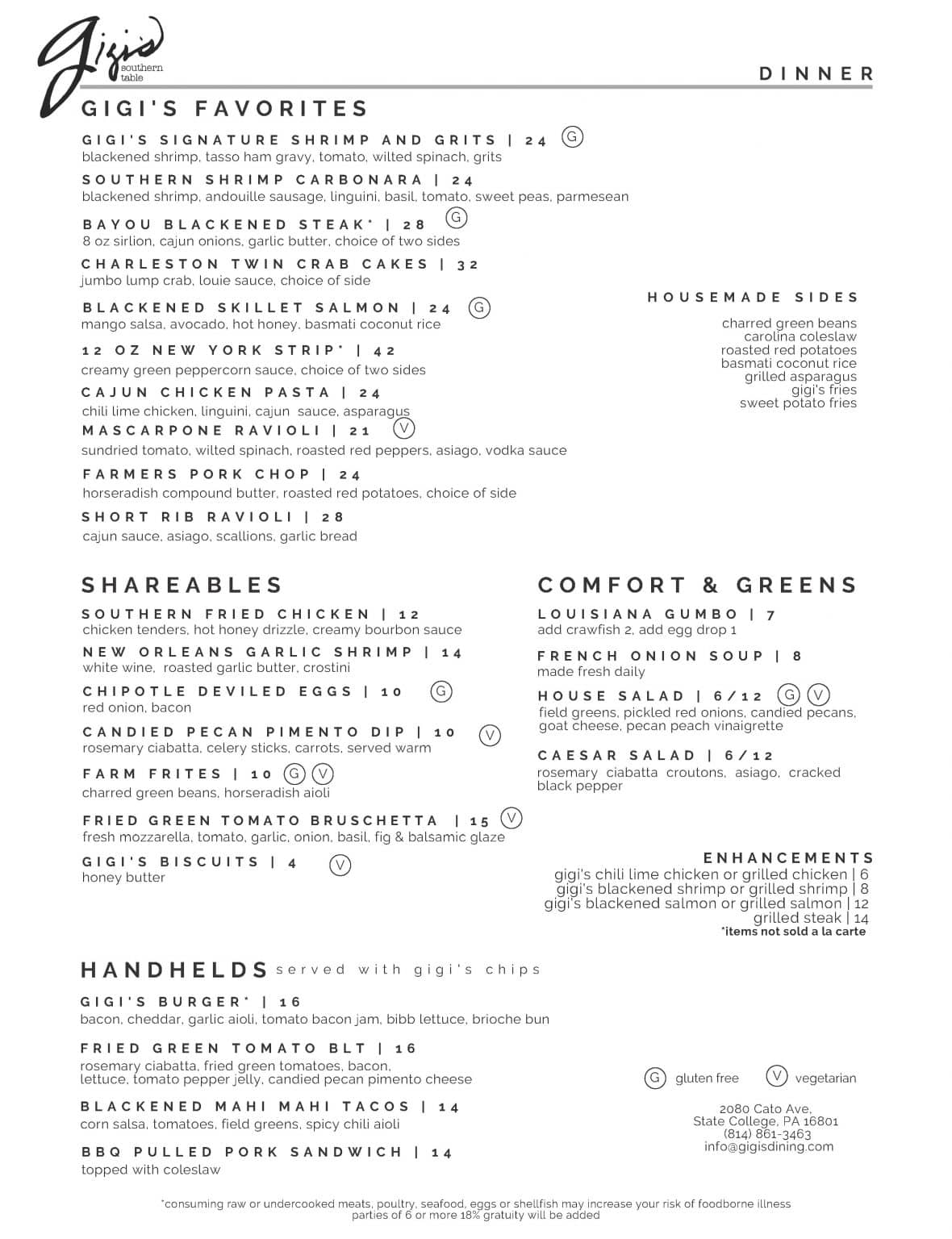 Gigi's Southern Table State College, PA Restaurant Central PA Dining