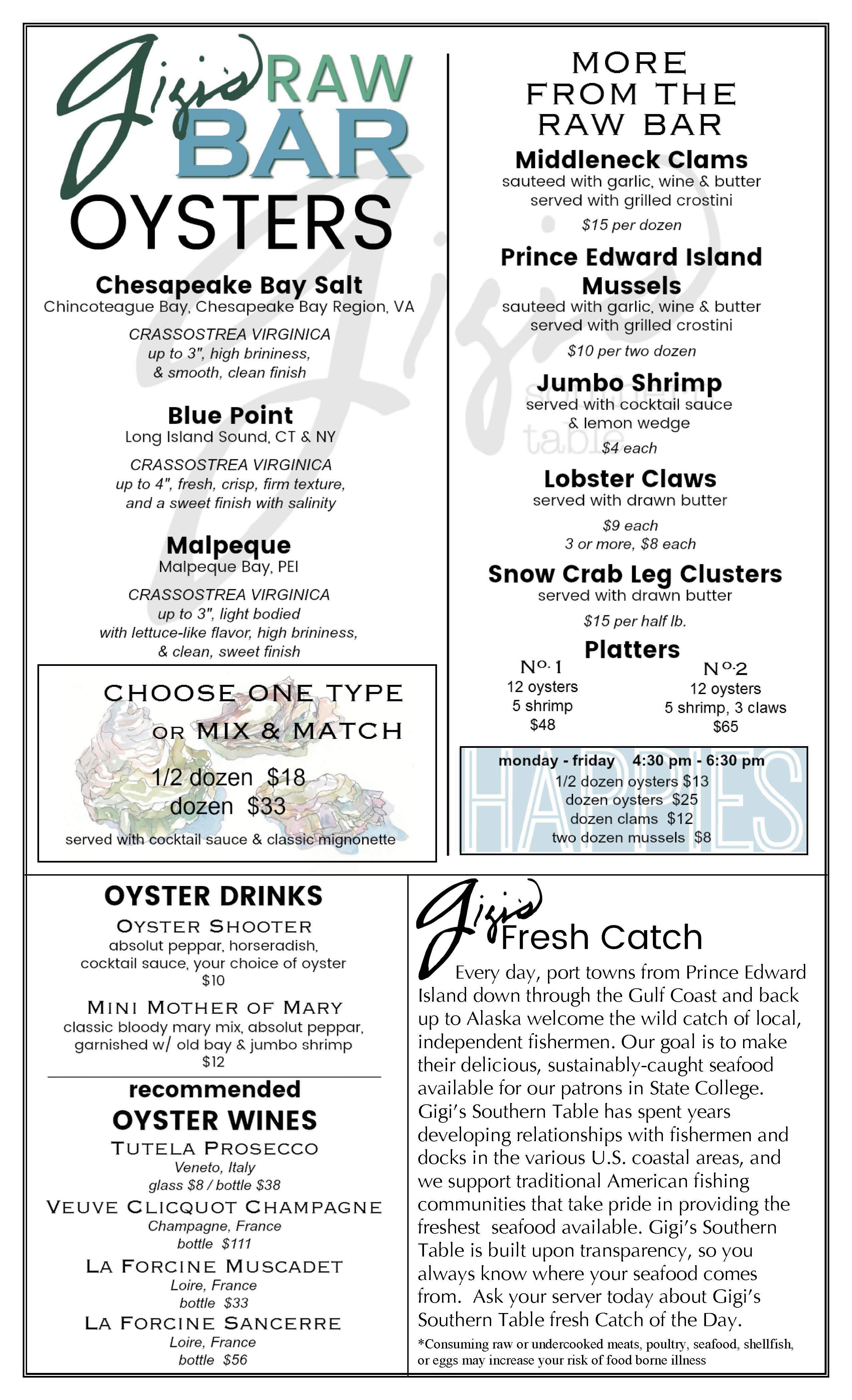 every trendy restaurant menu