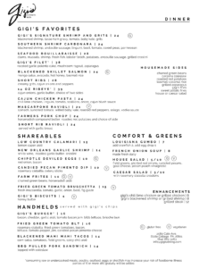 Gigi's Dinner Menu