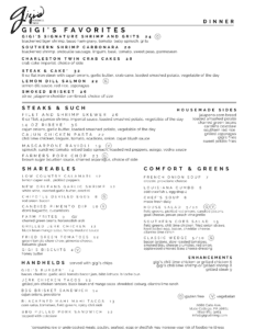 Gigi's Dinner Menu
