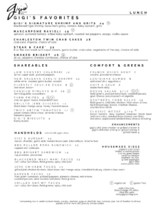 Gigi's Lunch Menu